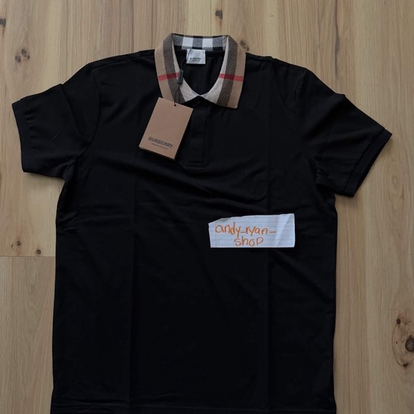 Burberry Black Polo with Signature Check Collar